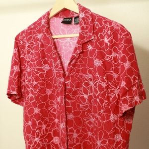 Floral short button up shirt Hawaiian style